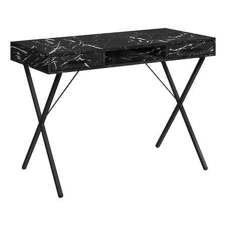 Computer Desk, Home Office, Laptop, Storage Drawers, 42L, Work, Metal, Black Marble Look